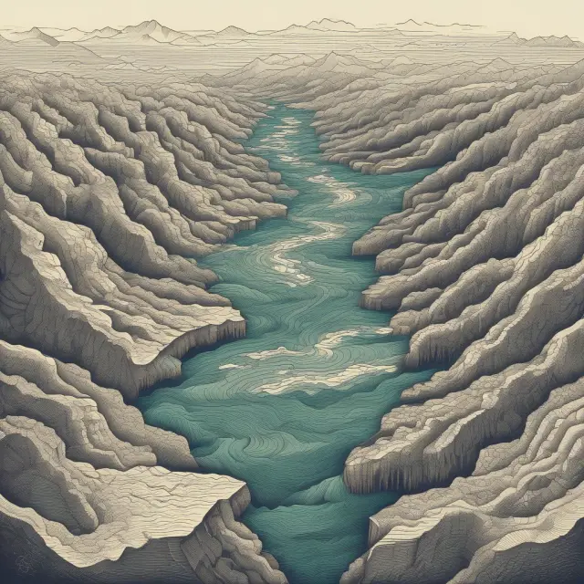 An image of an unpredictable river winding its way through economic graphs, illustrating the nature of unconventional cash flows with multiple changes in direction.