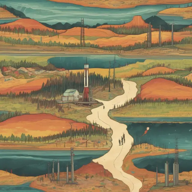 Time capsule opening to reveal the intricacies of fracking, depicting drilling, injection, and production stages.