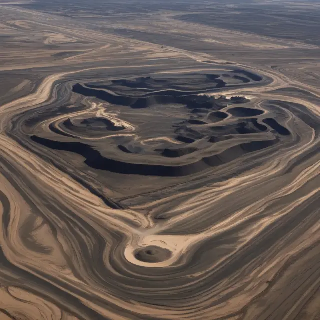 An image of a sun rising from a pool of bitumen, symbolizing the process of extracting unconventional oil from sandy ground