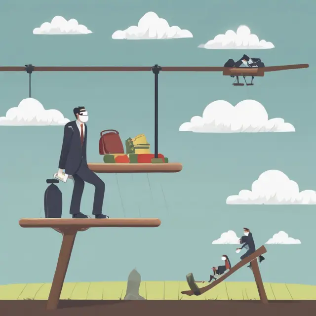 Protected investor standing on a seesaw, selling covered options to shield himself from uncovered option risks