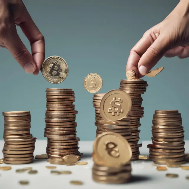 Two stacked currencies balanced on a coin: one representing lower interest rate, the other higher interest rate - illustrating UIP