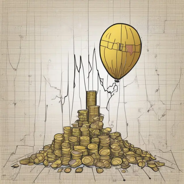 Golden coins seeping from a red 