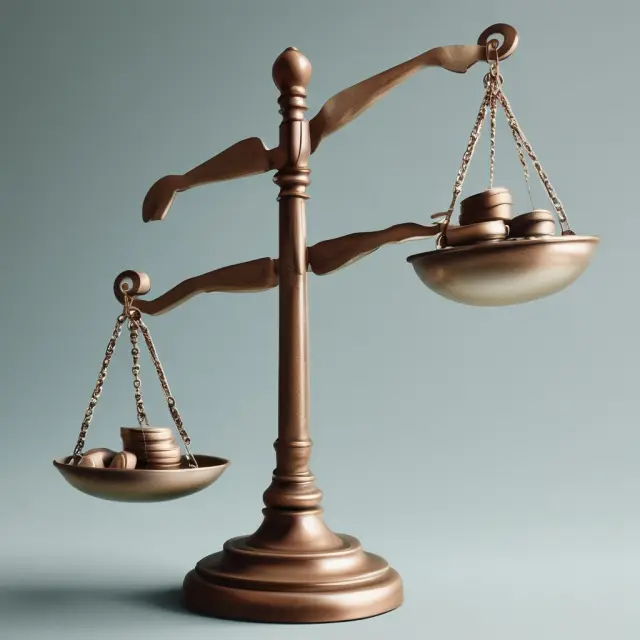 Balance scale comparing budgeted vs. actual overhead expenses, illustrating the importance of maintaining equilibrium in financial management