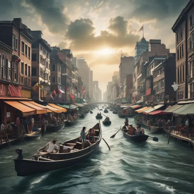 Underbanked individuals facing challenges in managing their finances during the COVID-19 pandemic, shown as people wading through turbulent financial waters with limited resources