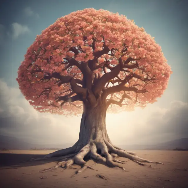 A sturdy underbanked tree with roots intertwined in alternative financial services thrives and blossoms, symbolizing financial growth