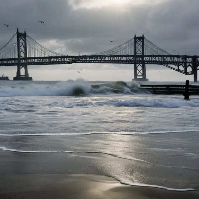 A metaphorical representation of undercast as a gentle financial tide that unexpectedly ebbs lower than anticipated, emphasizing the importance of accurate forecasting and transparency
