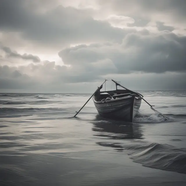 An undercast tide retreats from a rowboat, symbolizing missed business opportunities due to inaccurate financial forecasts