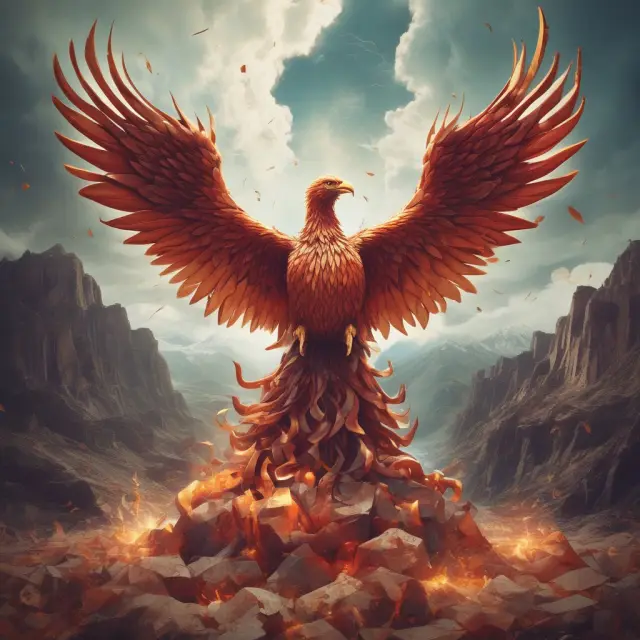 Phoenix emerging from crumpled papers with improved forecasts, signifying the fight against undercast