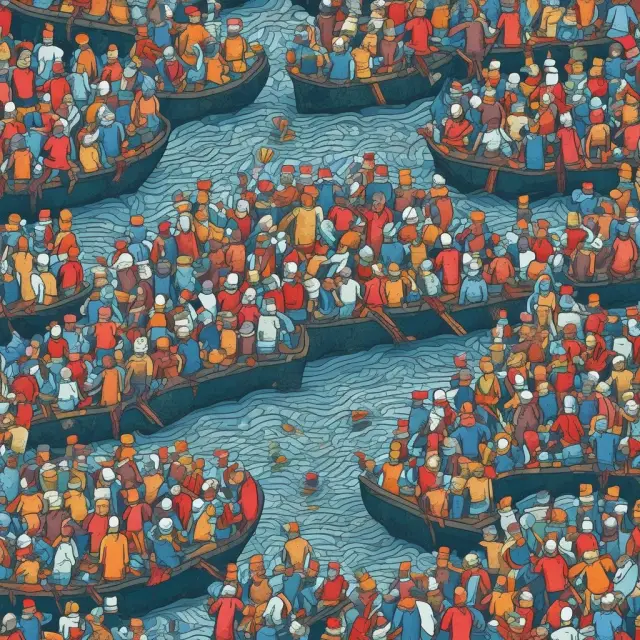 An image of wage earners battling an overwhelming tide of oversupply, symbolizing the underconsumption theory and its implications.