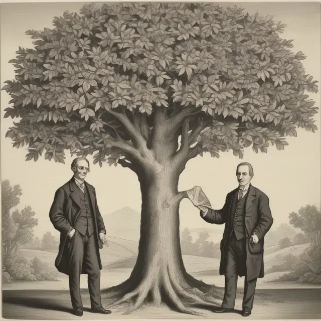 A tree symbolizing the development of underconsumption theory with Malthus, Ricardo, and Keynes as leaves