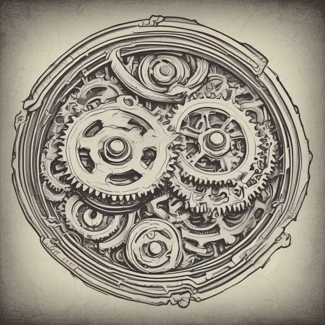 Two interconnected gears, one spinning slowly (Underconsumption), and the other steadily (Keynesian Economics)