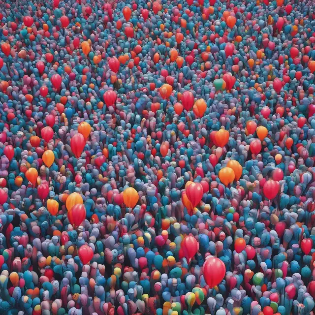Sea of hands holding balloons representing consumer demand, some deflating due to underconsumption