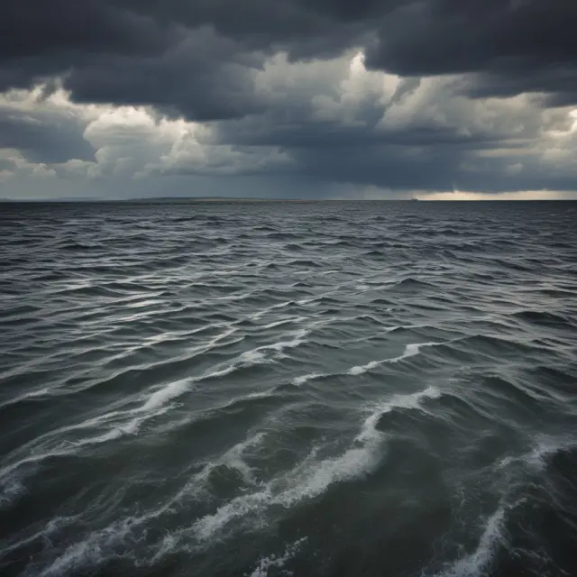 Economic storm clouds casting ripples on a lake, reflecting the impact of recessions and business cycles on underemployment