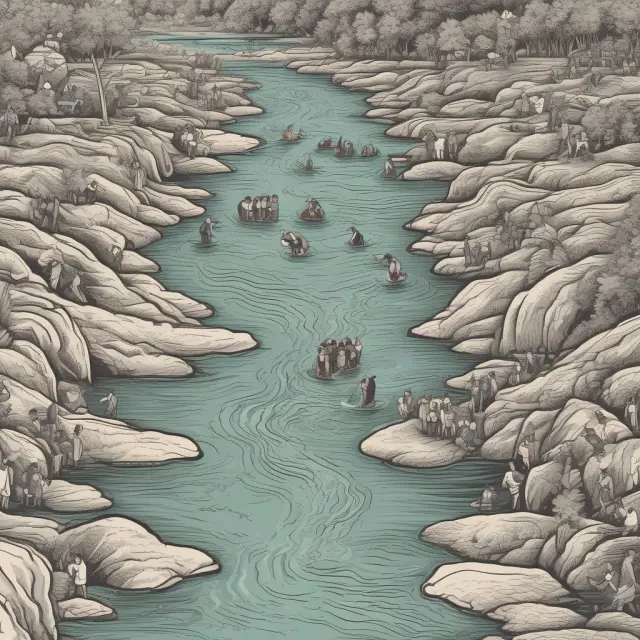 A metaphorical image of a river filled with people representing the labor force participating in the economy