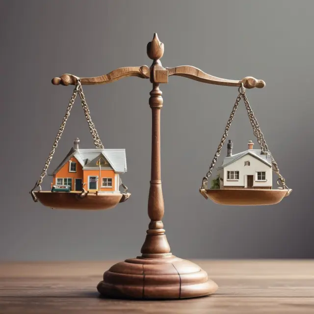 A homeowner holding a scale tries to balance mortgage loan value against insurance coverage and deductibles, emphasizing the importance of sufficient insurance.