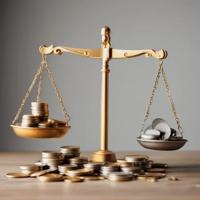 A balance scale with coins symbolizing high deductibles, low premiums, gaps in coverage, and short-term insurance plans tipping the balance towards financial risk