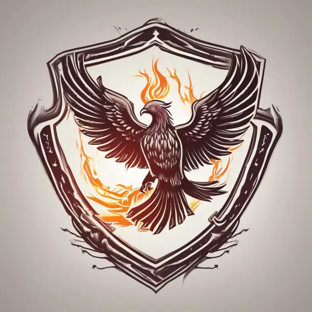 Shield with a phoenix rising, signifying protection and overcoming financial risks through underinsured motorist coverage