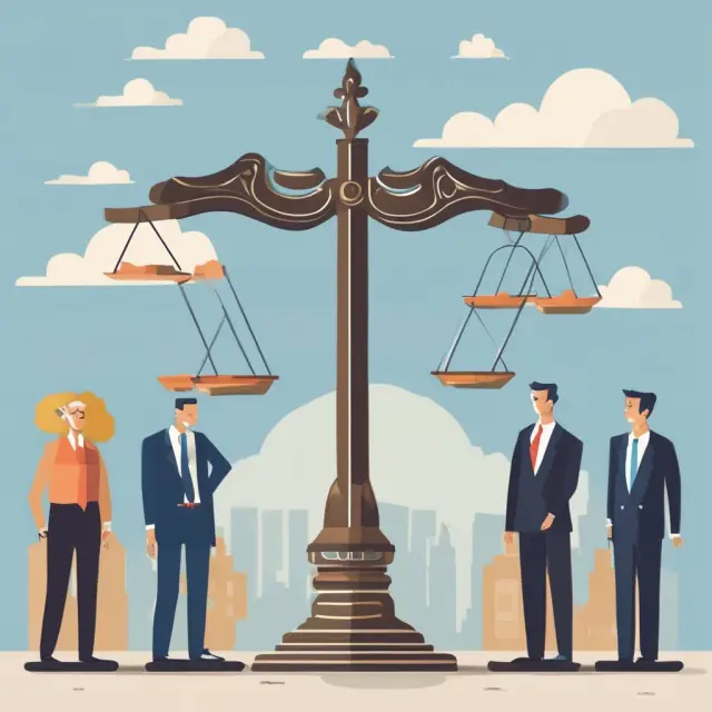 Corporate governance figures maintaining equilibrium between underinvestment and optimal investment, symbolizing effective decision-making for companies