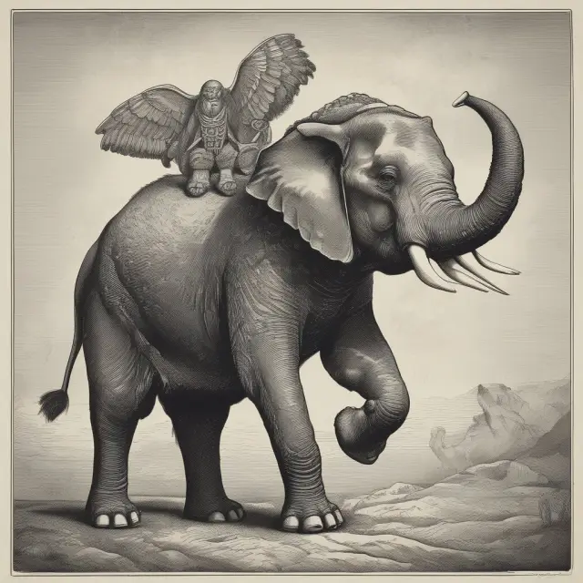 A burdened elephant struggling with heavy debt weights contrasts the freedom and growth of a soaring eagle, symbolizing underinvestment challenges and strategic investments.