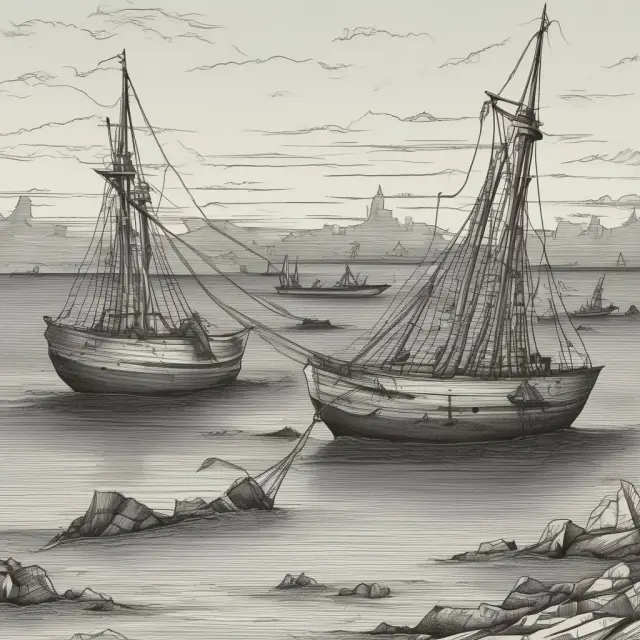 Anchors symbolizing debt prevent a ship from exploring new investment opportunities
