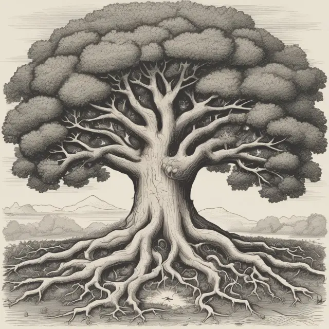 Image of an oak tree with smaller trees growing from its roots symbolizing smaller entities, with a larger tree protecting them, reflecting underlying debt and credit enhancement