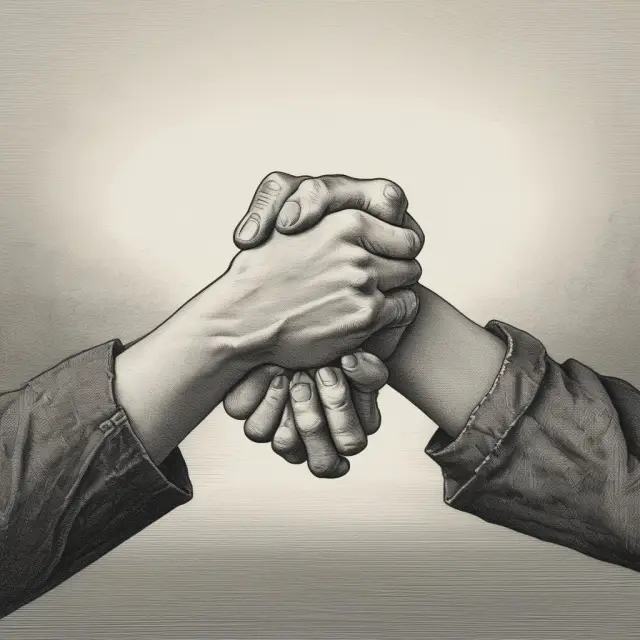 Two hands representing larger and smaller entities in a delicate balance. One hand holds stability, while the other is burdened by an unpredictably heavy debt weight.
