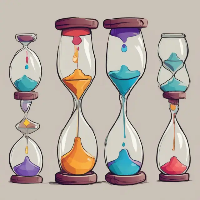 Two distinct hourglasses pouring sands representing gender differences in life expectancies and trends