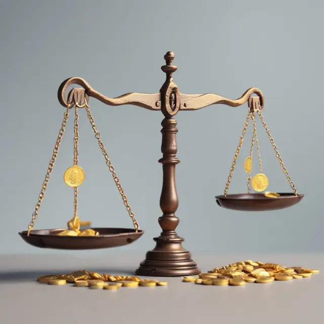 Golden scale tips toward coins, symbolizing insurer