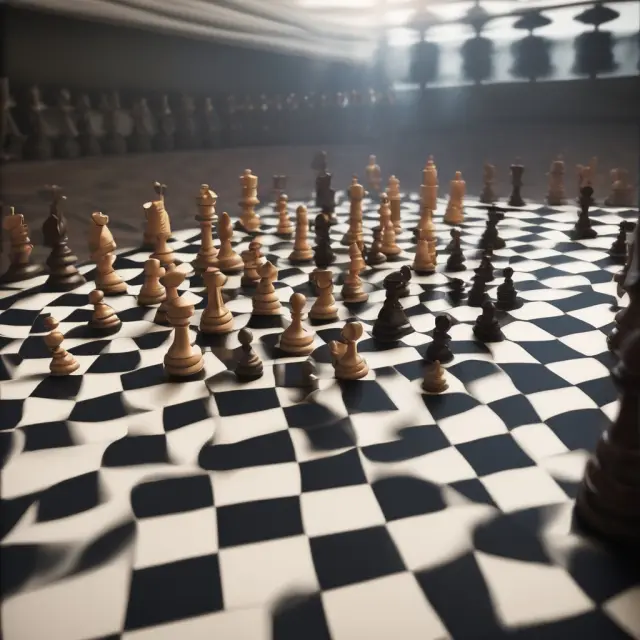 Insurers and reinsurers strategically moving pieces on a chessboard, symbolizing the impact of underlying retention on market dynamics
