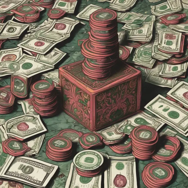 A speculator juggling multiple underlying securities while standing atop a wavy line chart, symbolizing market fluctuations
