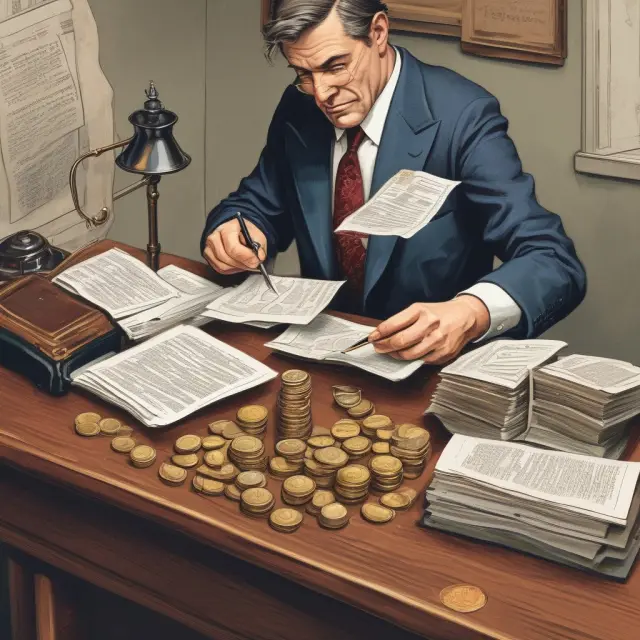 A professional investor carefully balancing gold coins representing assets with tax documents, illustrating the financial impact of underpayment penalties.