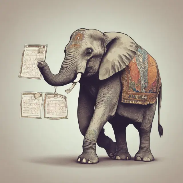 Elephant holding scales and a calendar, representing effective tax planning strategies to avoid underpayment penalties.