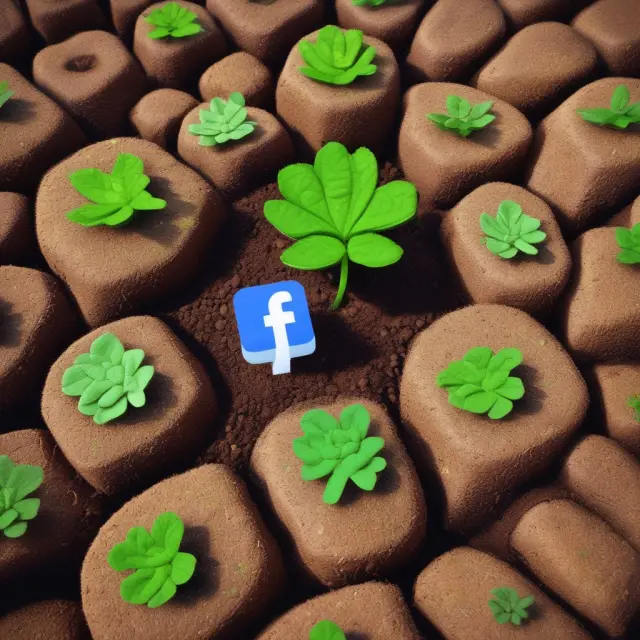 Two flowers representing Facebook and Google emerging from underpriced IPOs, flourishing amidst a rich market landscape