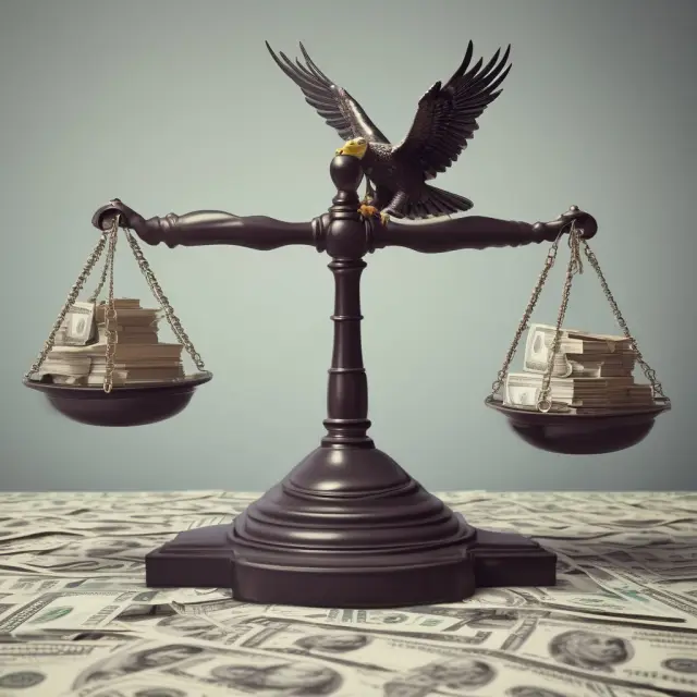 An image depicting a scale with an eagle representing the IRS overseeing cash piles, highlighting the challenge to combat under reported income.