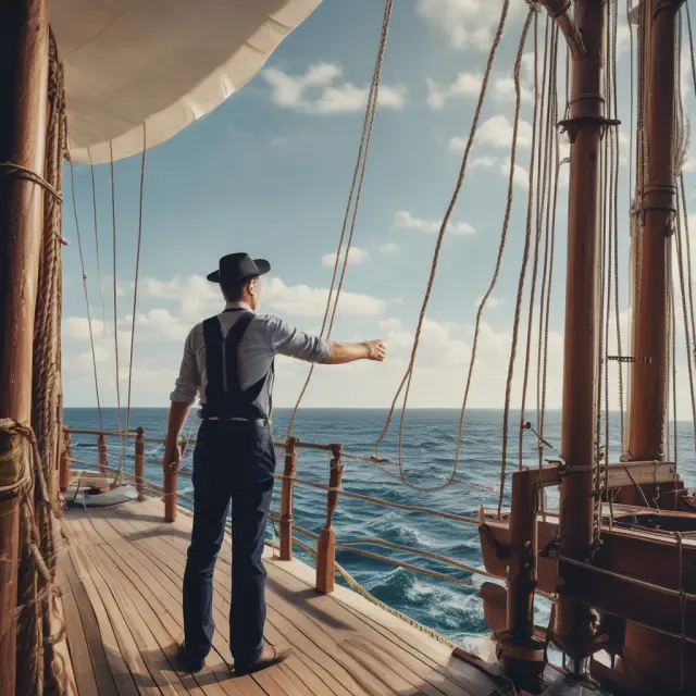 Appraiser on a boat assesses home value as they navigate choppy waters, representing underwater mortgage risk mitigation