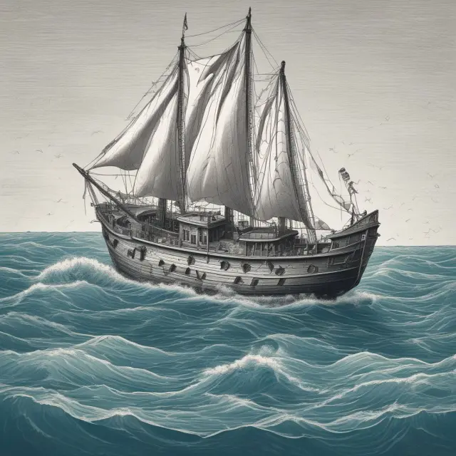 A relief boat with sails representing various government policies (HAMP & HARP) navigating underwater mortgages towards calmer waters of financial stability