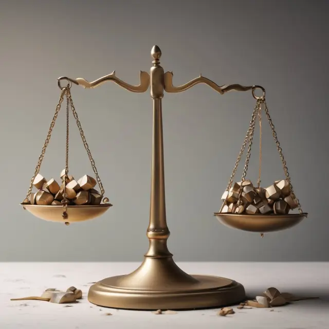 An image featuring a balanced scale with fewer stocks deliberately placed below the equilibrium line