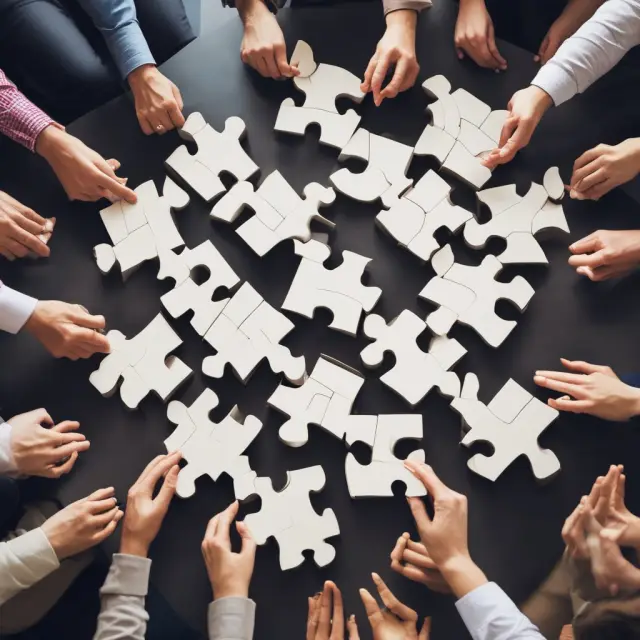 An underwriter syndicate functioning like a jigsaw puzzle, where members collaborate to sell securities offerings