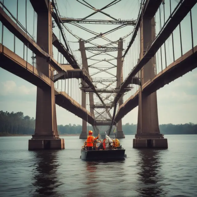 Underwriter depicted as a bridge builder connecting various industries and investors to manage risks