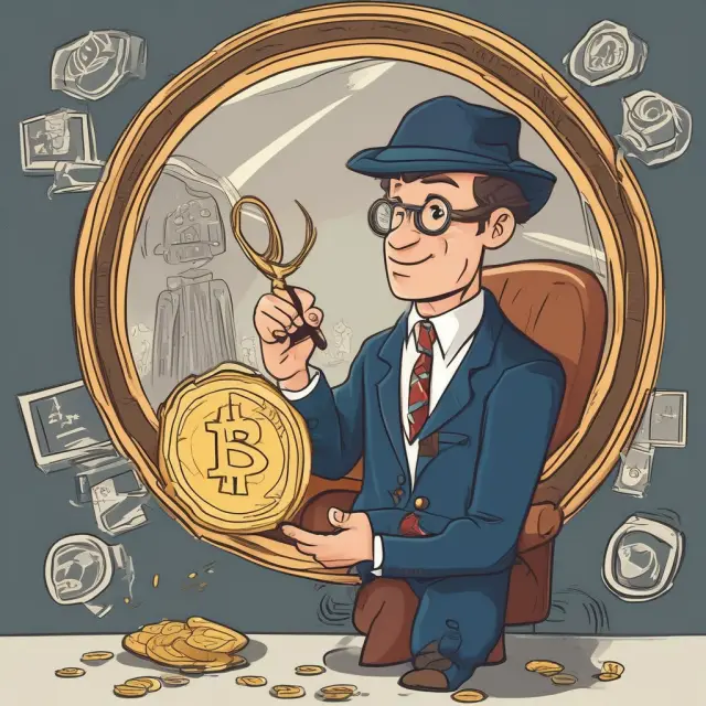 Underwriter scrutinizes gold coin with magnifying glass amidst reinsurers, signifying careful underwriting and informed financial decisions