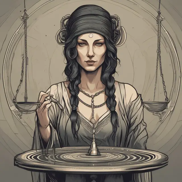 Oracle with pendulum, representing underwriting discipline and cycle management in insurance