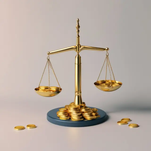 Golden scale balancing profitability and underwriting expenses, symbolizing the impact of insurance premiums and regulatory costs