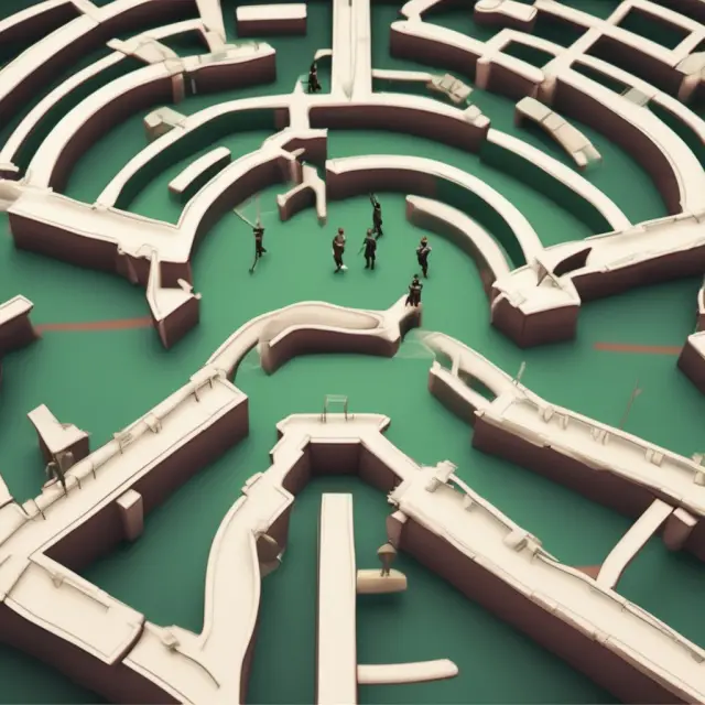 Underwriting groups adhere to regulations from entities like the SEC, FINRA, and NASDAQ. Image depicts underwriters navigating a maze of regulatory bodies, ensuring ethical practices.