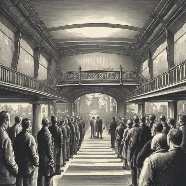 An underwriting group depicted as a sturdy bridge connecting issuers with investors, selling various securities including bonds, preferred stocks, and common stocks.