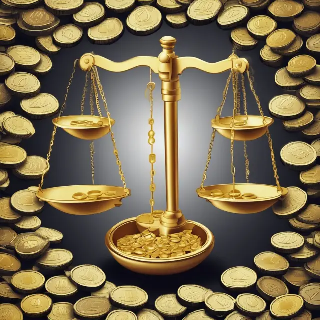 Golden yin-yang scales with underwriting income represented by fluid coins