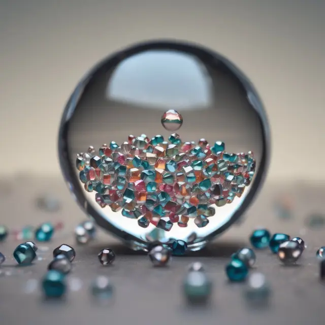 A clear crystal ball filled with golden glass beads representing financial data, demonstrating the power of forward-looking tools in assessing risks and future projections