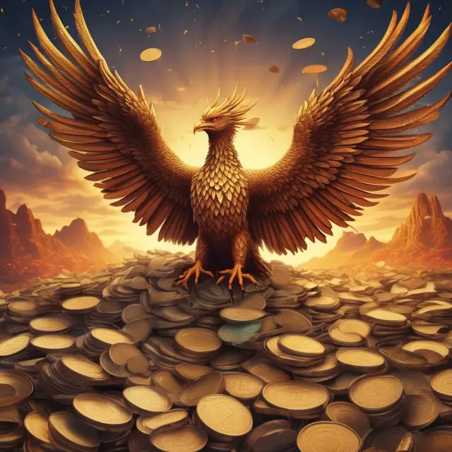 A Phoenix emerging from a pile of golden coins, representing undisclosed reserves