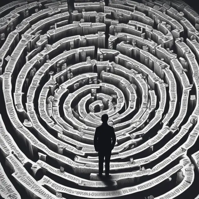 An investor confronts obstacles in a maze of financial data, as they face instances of undue influence from looming, shadowy figures.