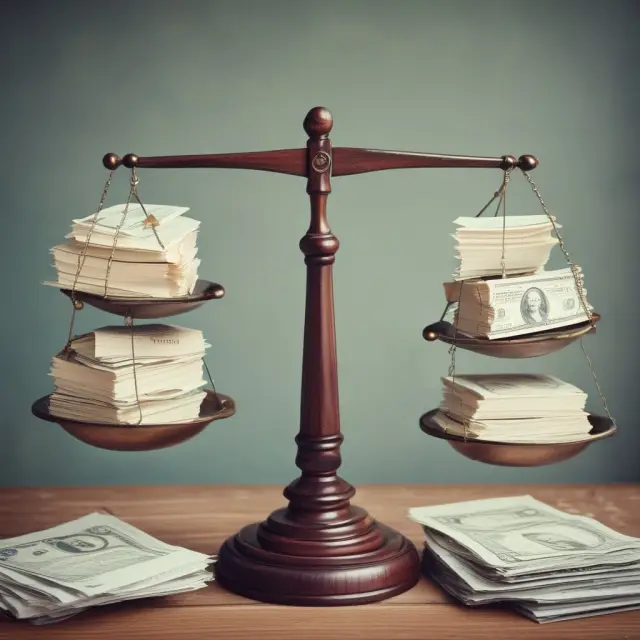 Scale with unearned revenue in a jar and accounts receivable papers, symbolizing their distinct roles and balancing financial obligations.