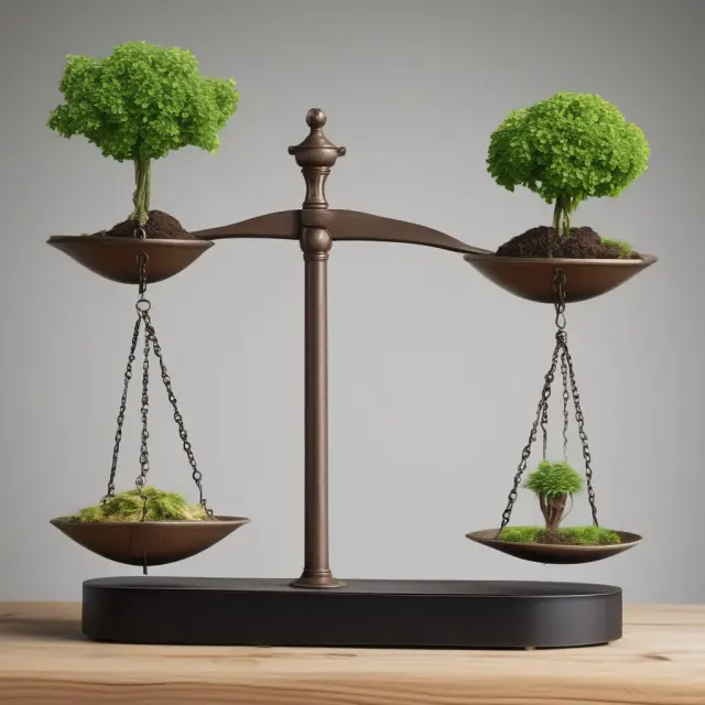 A balanced scale represents unequal distribution of economic benefits and environmental consequences during uneconomic growth